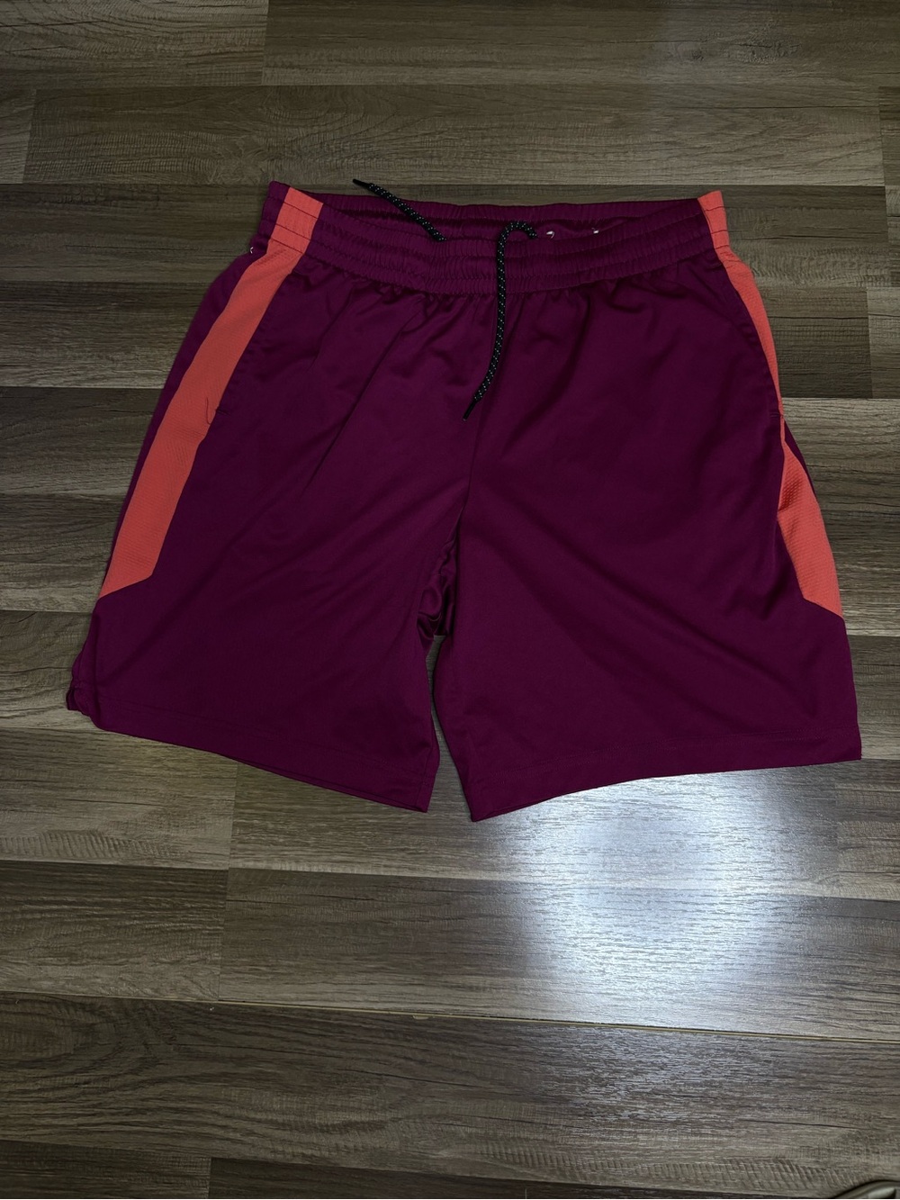 Tek Gear Dry Tek Men’s Athletic Shorts Purple Orange Drawstring Elastic Waist L